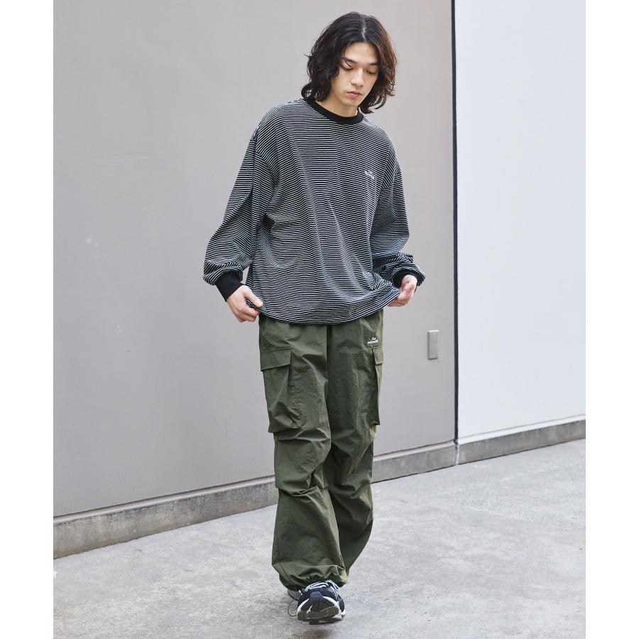 LIL VENDARS ＜The unormwind＞ロゴ刺繍ナイロンワイド裾ドロー