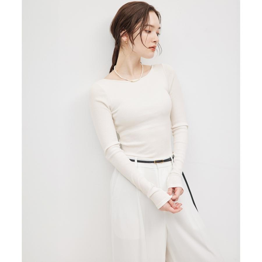 ROPE' コットンシルク丸胴テレコカップ付き長袖カットソー