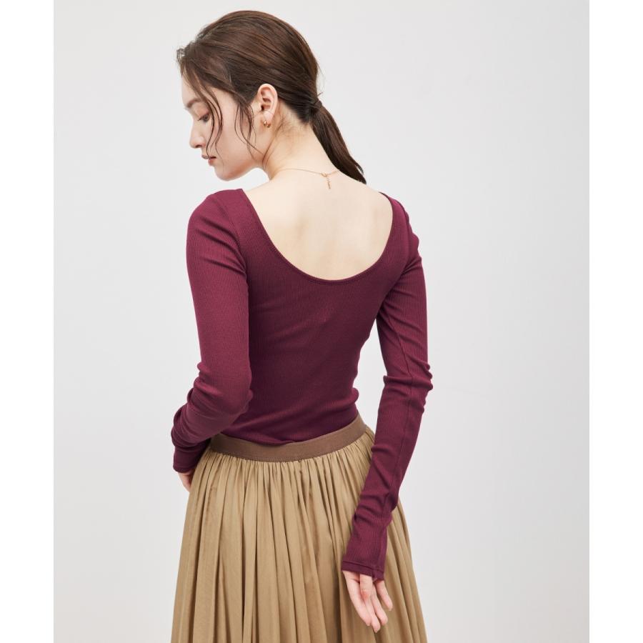 ROPE'（ロペ） コットンシルク丸胴テレコカップ付き長袖カットソー