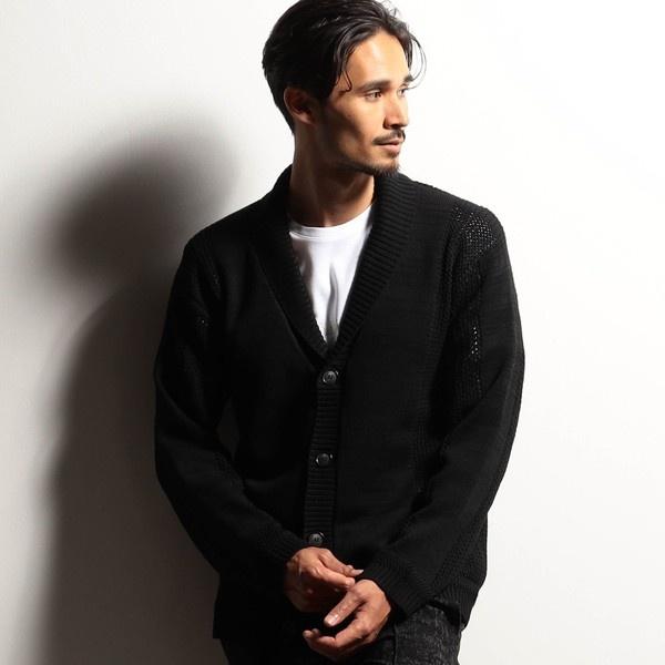 [新品未使用] RIELABO リエラボ ショールカラーカーディガン NICOLE CLUB FOR MEN 【RIELABO】シアーメッシュショールカラー