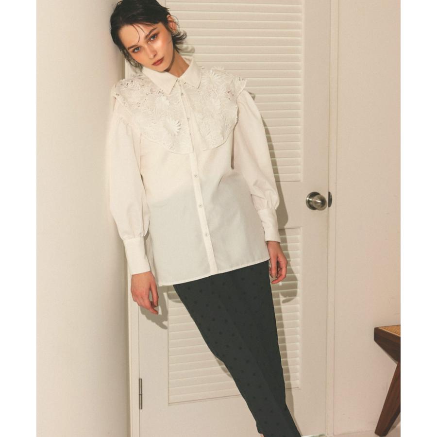 アンドレスド フロッキードット ドレス グレーL ANDRESD フロッキー