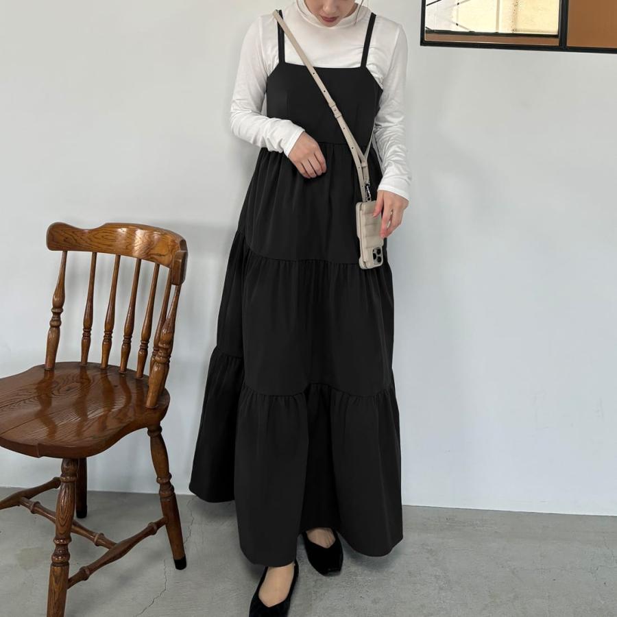 JUNOAH（ジュノア） ダブルストラップティアードワンピース : マルイ