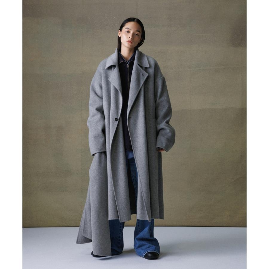 【極美品】メリノウール ダブルフェイス セミダブル オーバー コート アダム エ ロペ ADAM ET ROPE' 《マフラー付き》メリノウール ダブル