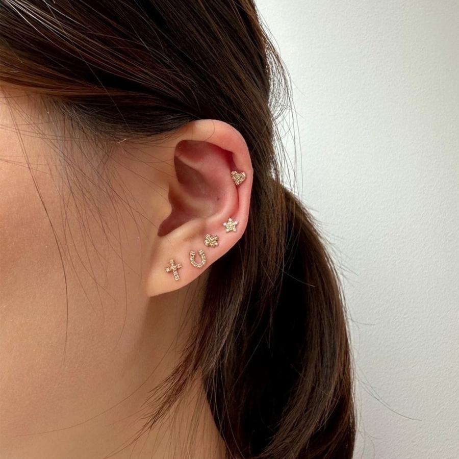 K18WG ハート ダイヤモンド ピアス 0.20CT K18YG ハート ダイヤモンド