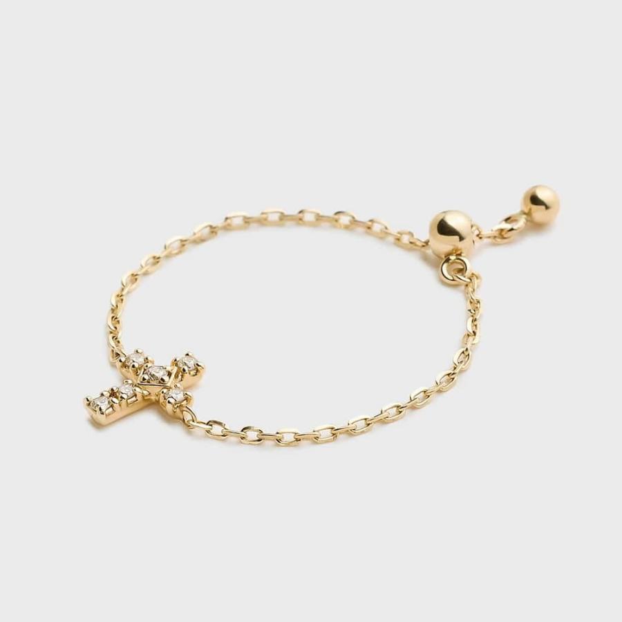 【Tiny Motif】K10ダイヤモンドクロスチェーンリング（0.02ct）の画像