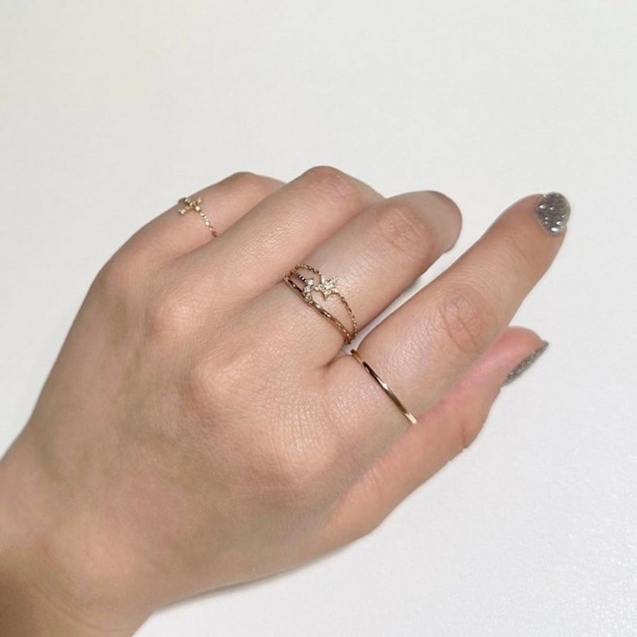 【Tiny Motif】K10ダイヤモンドクロスチェーンリング（0.02ct）の画像