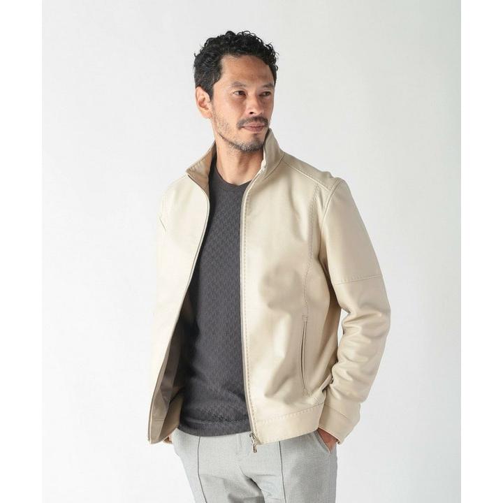 MEN'S BIGI スタンドカラーシングルライダース レザージャケット MEN'S BIGI スタンドカラーシングルライダース レザージャケット