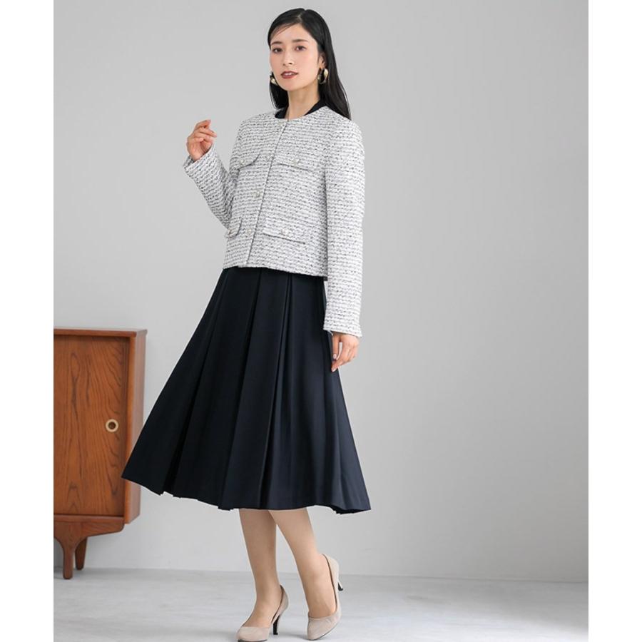 洗える＆防シワ！【WEB限定！WHITEJOOLA】ノーカラーツイード