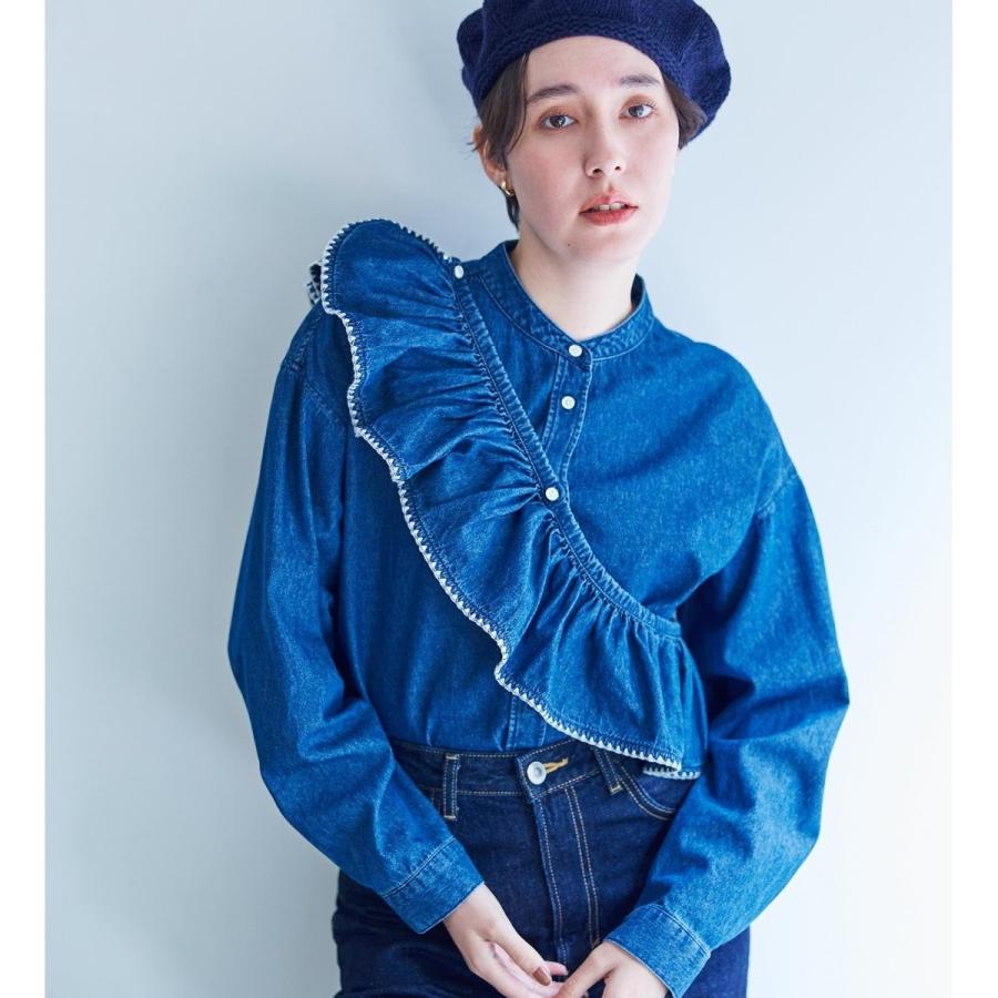 サムシング（SOMETHING）/【kanonさん着用】SOMETHING マルチウェイフリルデニムブラウス SOMETHING（サムシング） 【kanonさん着用】SOMETHING マルチウェイ