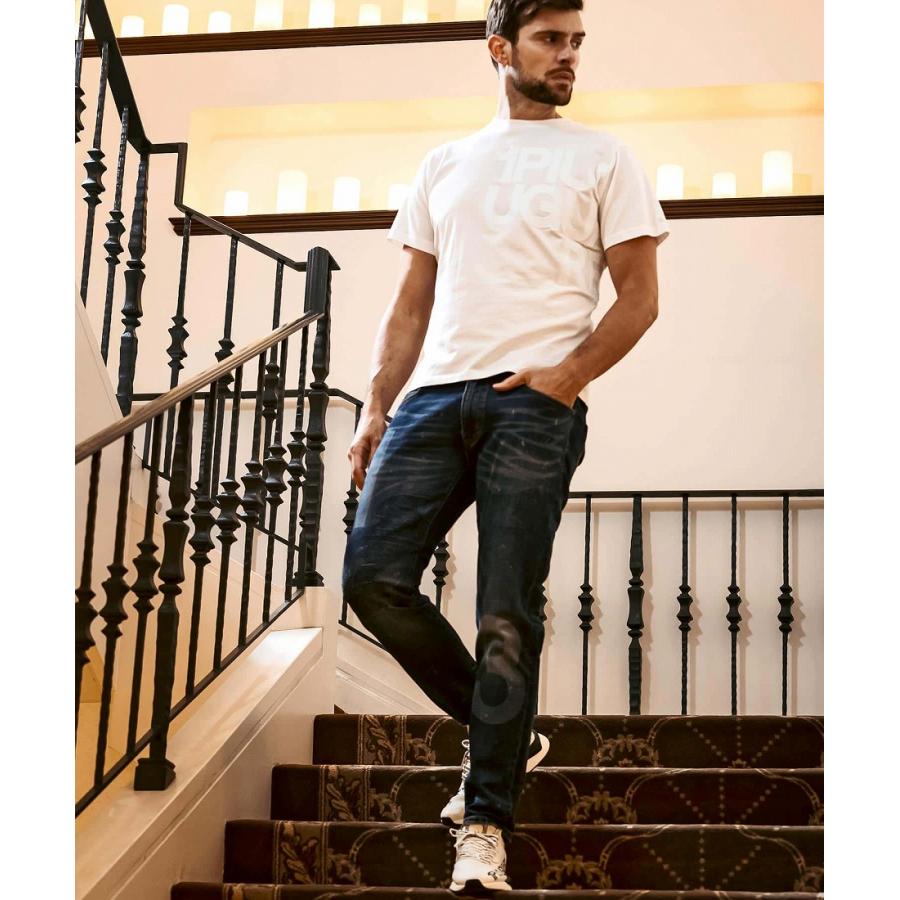 1PIU1UGUALE3 RELAX レーザーロゴ×カモ刺繍デニムパンツ【山口