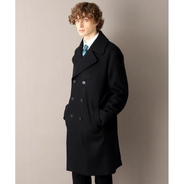 極美品✨ドレステリア　Super140’s リバーフードコート　38　黒 スーパー140ウールリバーフードコート