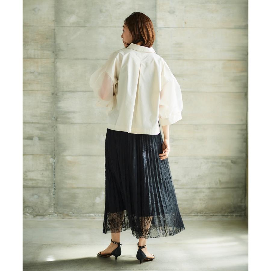 《手洗い可能》TORRAZZO DONNAオーガンジースリーブシャツ