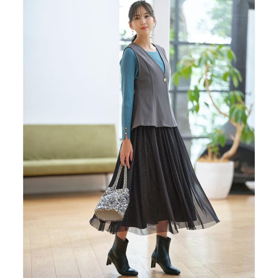 ANY SIS 【スタイリストコラボ】ジレ×ラメチュールスカート