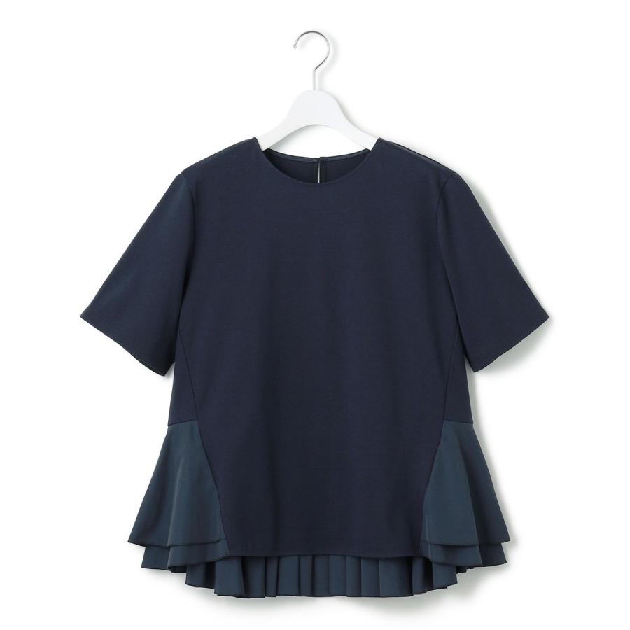 新品タグ付✨ 23区 コットンポンチ コンビジャージー ペプラムカットソー40 洗える】コットンポンチコンビジャージー ペプラム カットソー