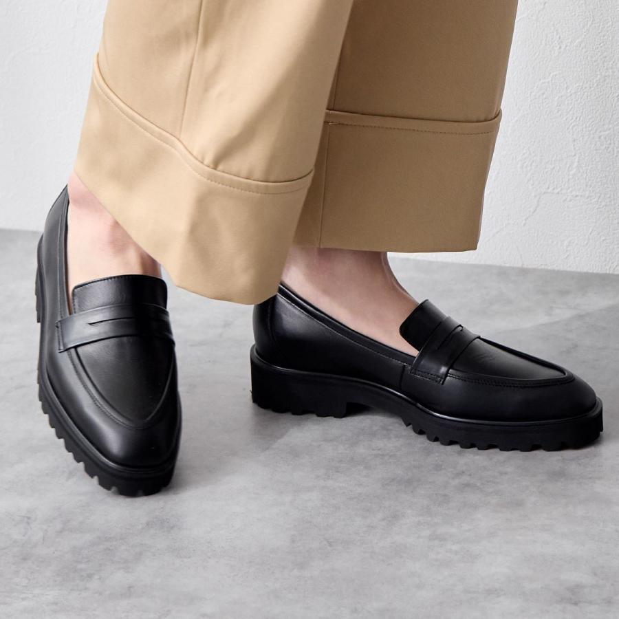 エルメス HERMES ウッドビット ローファー レザー 37 黒 ブラック /SR