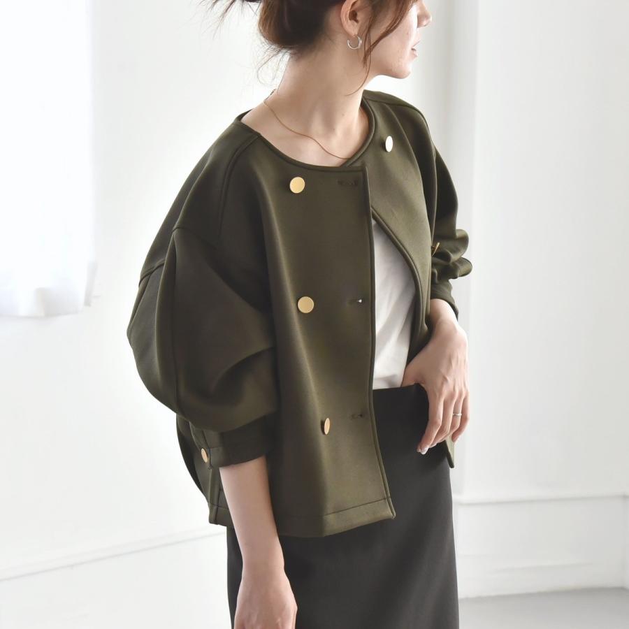 quaranciel quaranciel:〈洗濯機可能〉ダブルジャージー ノーカラー