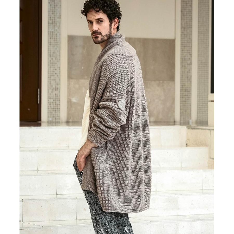 ラルディーニ 伊製 定価3.4万 綿麻ニット ショールカラー カーディガン L ラルディーニ 伊製 定価3.4万 綿麻ニット ショールカラー