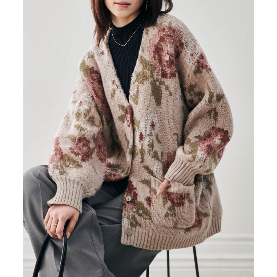 RANAN（ラナン） フラワーフェザーVネックロングカーディ : マルイ
