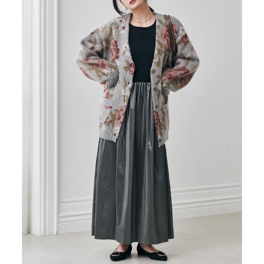 RANAN（ラナン） フラワーフェザーVネックロングカーディ : マルイ