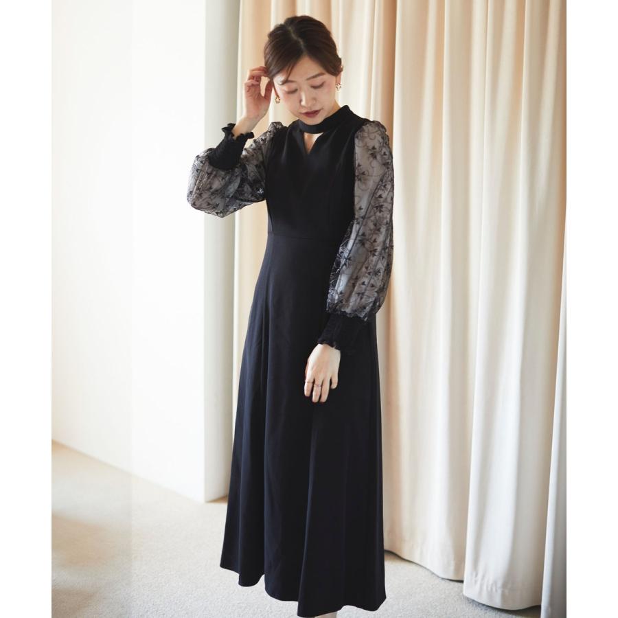 ルクールブラン（le．coeur blanc）/スリーブエンブロイダリードレス le.coeur blanc（ルクールブラン） スリーブエンブロイダリードレス