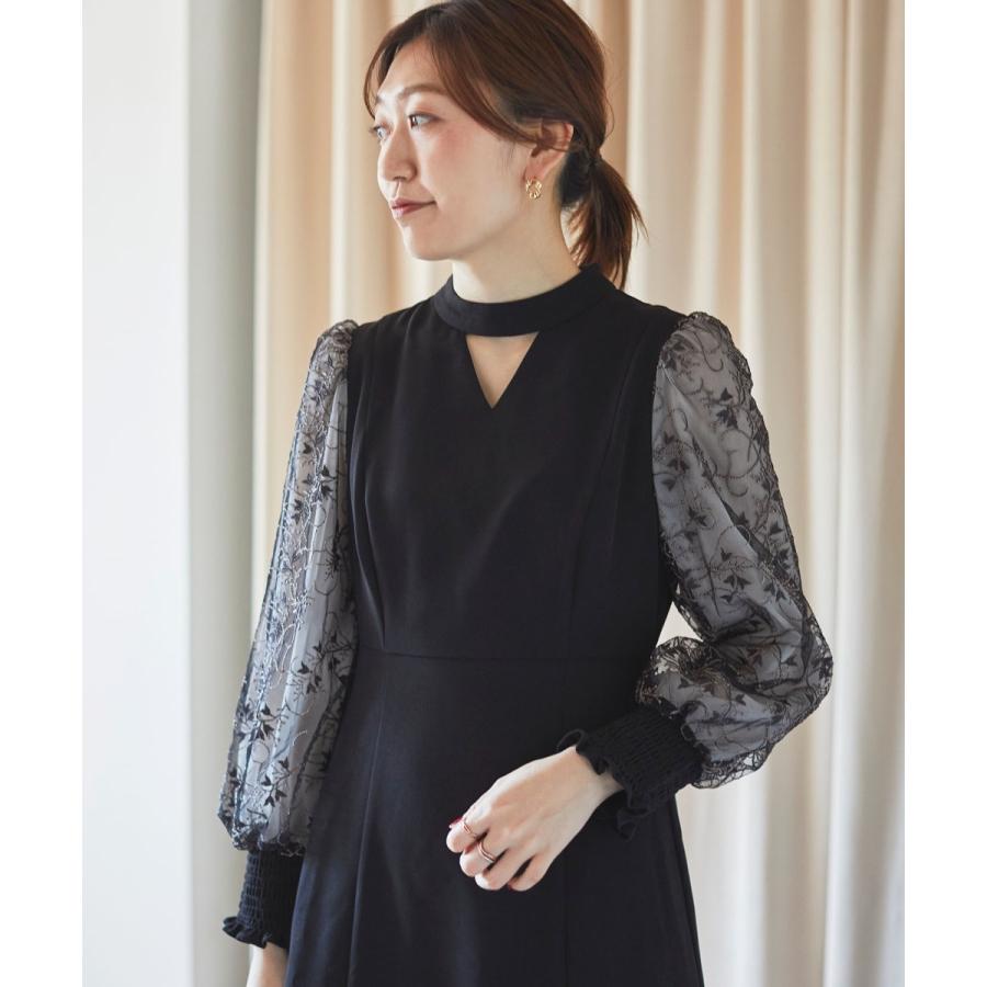 le.coeur blanc（ルクールブラン） スリーブエンブロイダリードレス