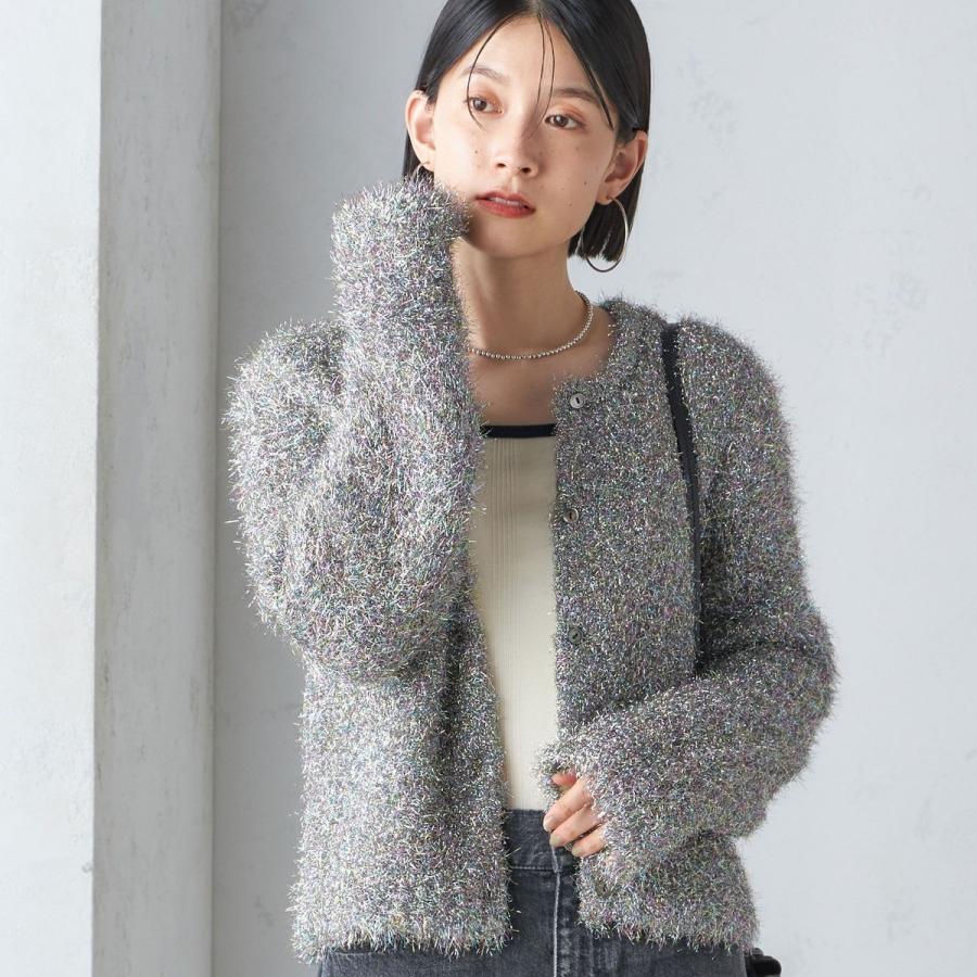 SHIPS（シップス） 〈手洗い可能〉ラメ ニット 配色 カーディガン