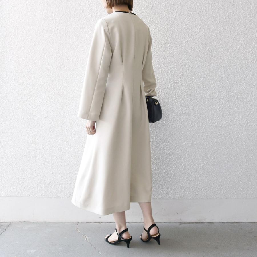 SHIPS any: ダブルクロス ウエスト タック Aライン ワンピース ［NAVY BLUE］の画像