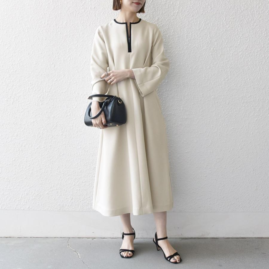 SHIPS any: ダブルクロス ウエスト タック Aライン ワンピース ［NAVY BLUE］の画像