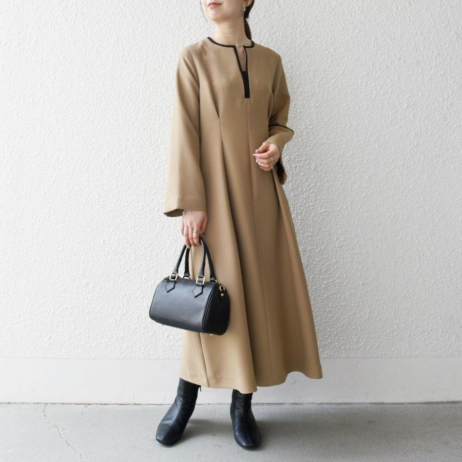 SHIPS any: ダブルクロス ウエスト タック Aライン ワンピース ［NAVY BLUE］の画像