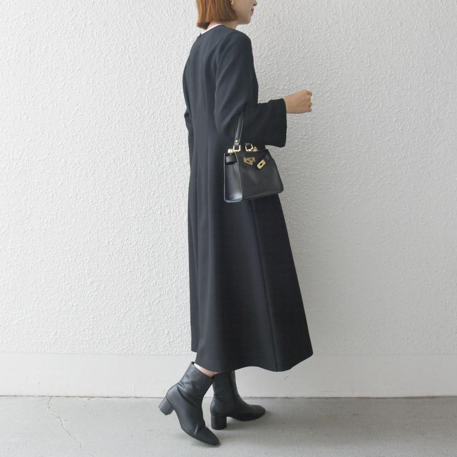 SHIPS any: ダブルクロス ウエスト タック Aライン ワンピース ［NAVY BLUE］の画像