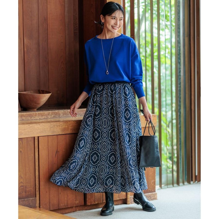 【大きいサイズ】23区　オーナメントプリント ギャザースカート オーナメントプリント ギャザースカート / 23区 | ファッション