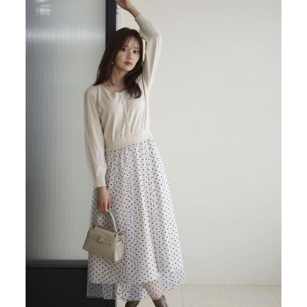 PROPORTION BODY DRESSING チュールドットドッキングワンピース24AW 