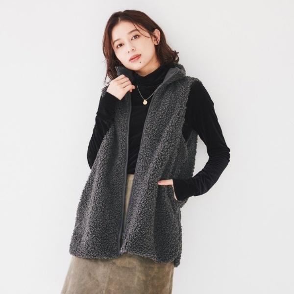 【新品】HUMAN WOMAN ウールコート　ダウンライナー付　フード取り外し可 UNTITLED｜【フード取り外し可/ロング丈】ボアライナー付きコート