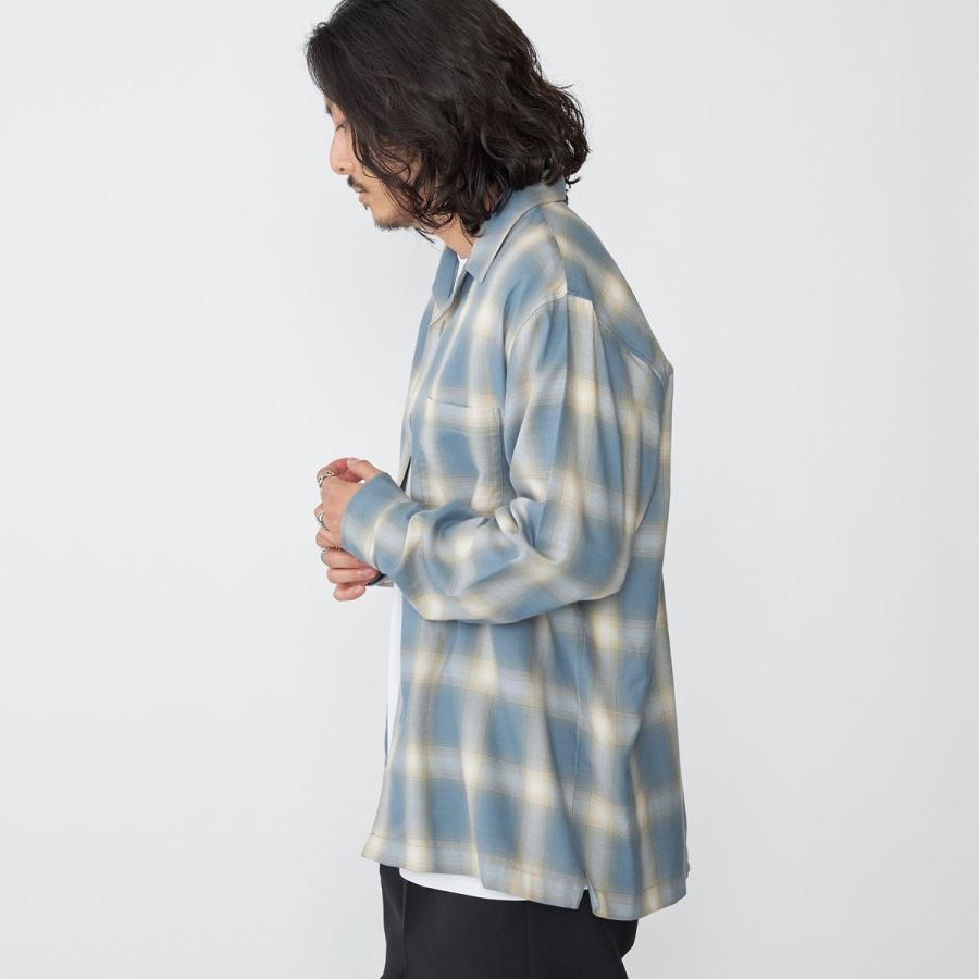 SHIPS（シップス） SHIPS: オンブレ チェック オープンカラー シャツ