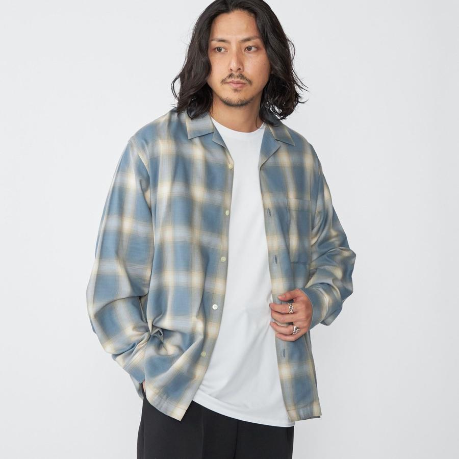 SHIPS（シップス） SHIPS: オンブレ チェック オープンカラー シャツ