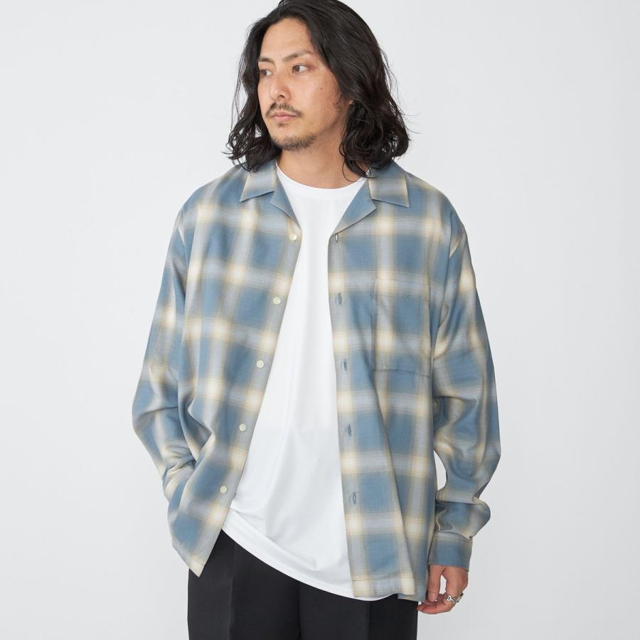 SHIPS（シップス） SHIPS: オンブレ チェック オープンカラー シャツ