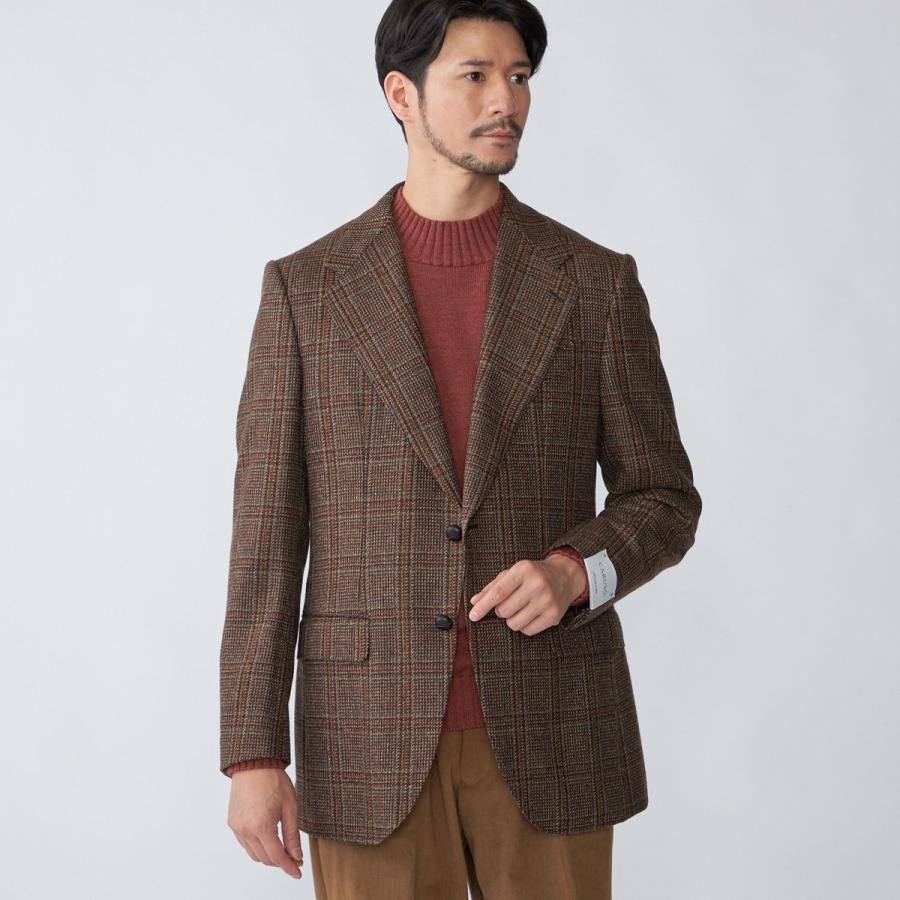 美品 ラファエルカルーゾ ウール ツイード テーラードジャケット 48 チェック 美品 ラファエルカルーゾ ウール ツイード テーラードジャケット 48