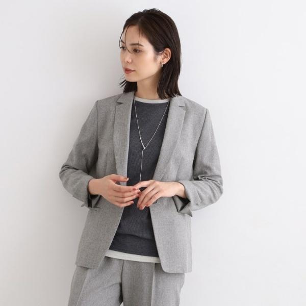 INDIVI パンツスーツ　ウールライクテーラードジャケット　定価4.5万 INDIVI（インディヴィ） 【定番スーツ／洗える／メランジ】ウール