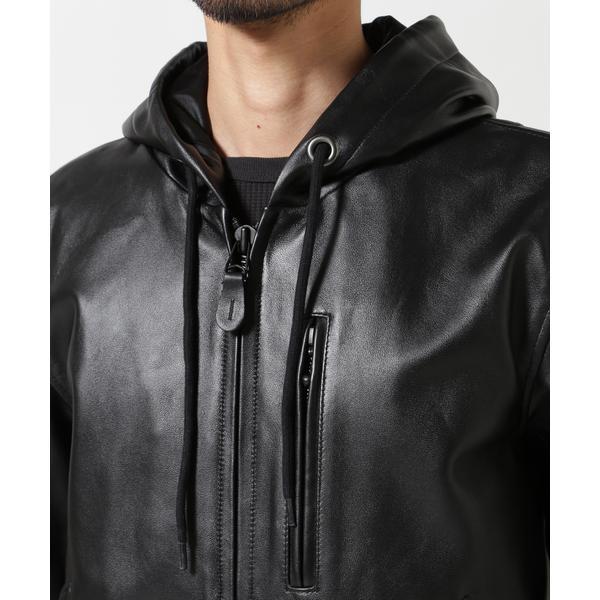 AVIREX P.D.W. レザージャケット フーディー size2XL 黒 革 中古・古着通販】AVIREX P.D.W (アヴィレックスピーディー