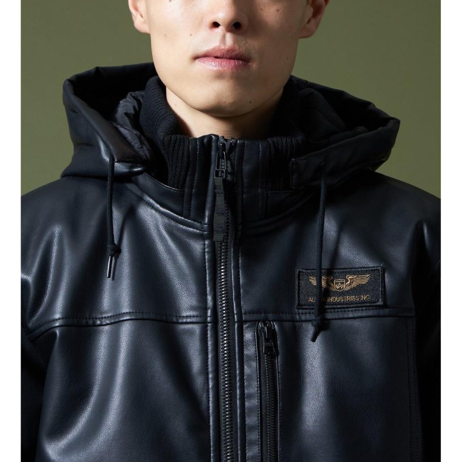 ALPHA INDUSTRIES フーデッドリブジャケット フェイクレザー Alpha Industries（アルファ・インダストリーズ） フェイクレザー