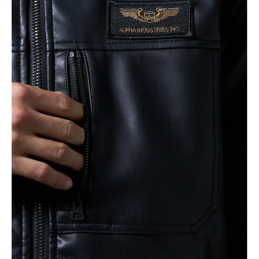 ALPHA INDUSTRIESのフェイクレザーフーデッドリブジャケット Alpha Industries（アルファ・インダストリーズ） フェイクレザー