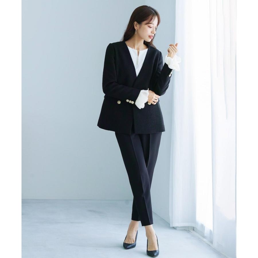 洗える＆防シワ！【WEB限定！WHITEJOOLA】金ボタンダブルツイード