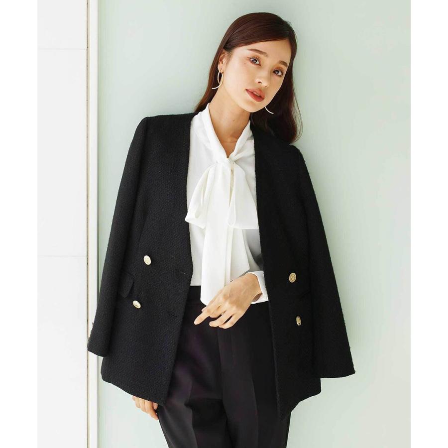 洗える＆防シワ！【WEB限定！WHITEJOOLA】金ボタンダブルツイード