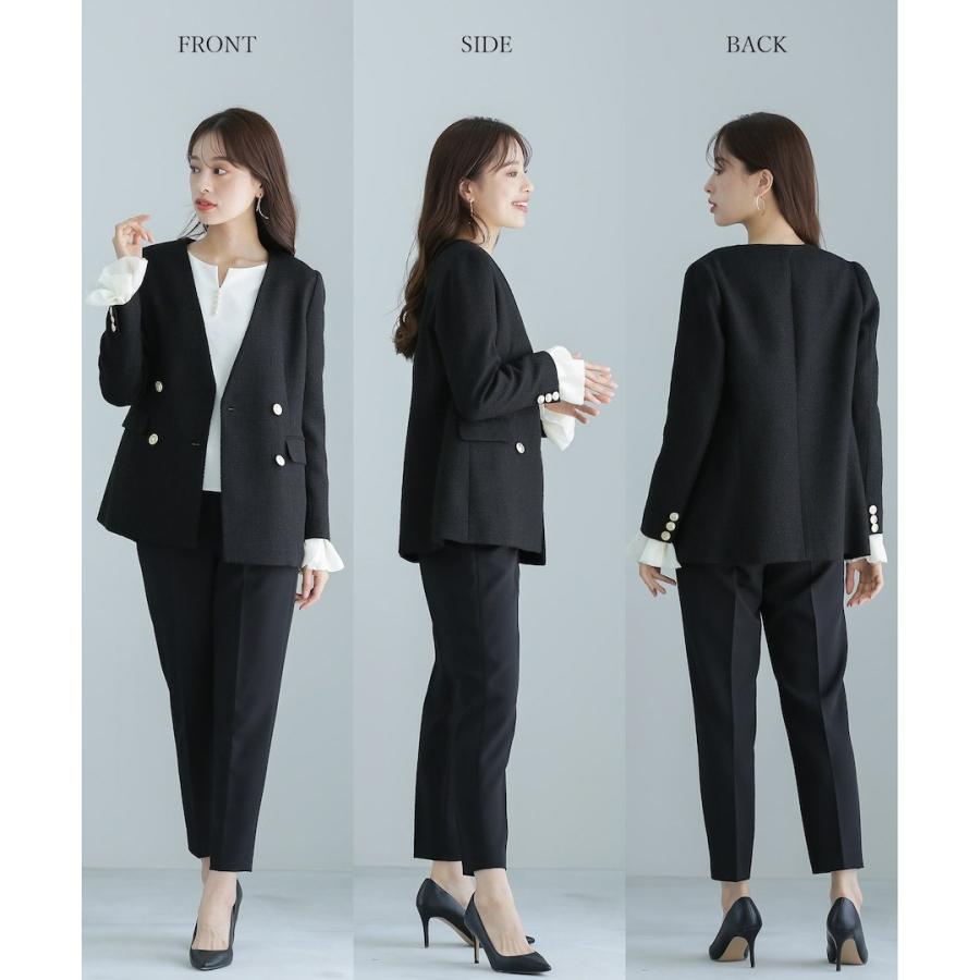 洗える＆防シワ！【WEB限定！WHITEJOOLA】金ボタンダブルツイード