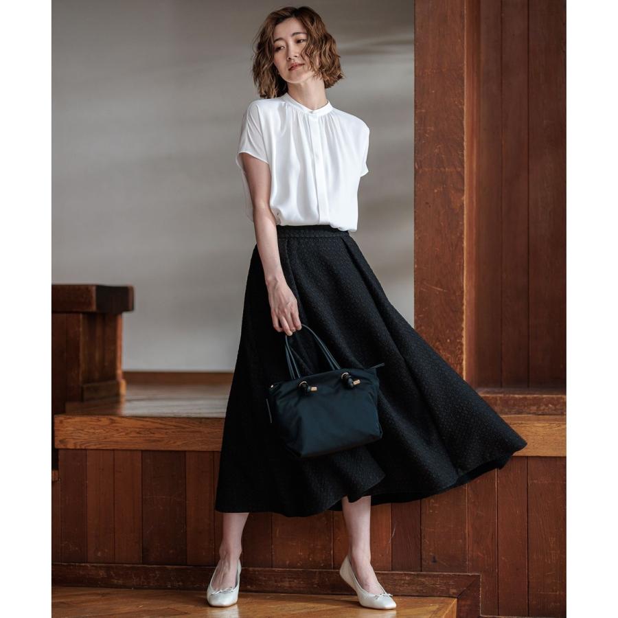 新品タグ付き【洗える】23区 プレザンスジャカードタックスカート 44 ブラック 洗える】プレザンスジャカード タックスカート / 23区