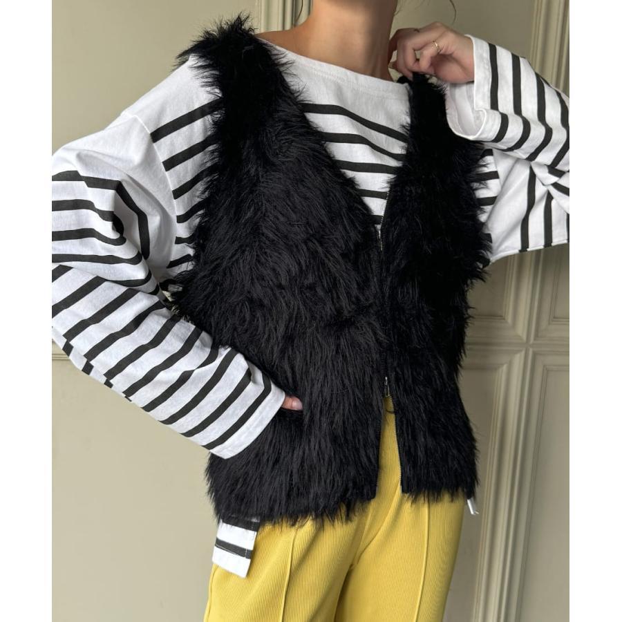 seyto シャギースイッチングニットベスト　サイズ2 seyto（セイト）の「Shaggy switching knit vest / シャギー