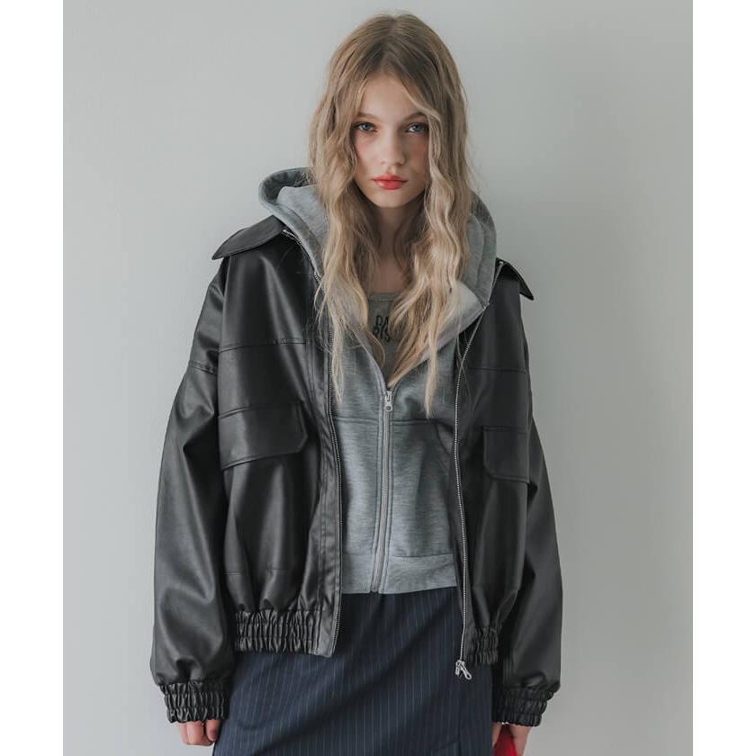 COCODEAL フェイクレザーオーバーサイズジャケット coca（コカ） フェイクレザーオーバーサイズジャケット 全2色 : マルイ