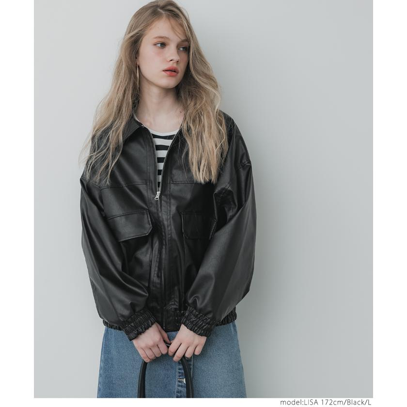 【完売品】レザーオーバーサイズジャケット-黒 セール】一気にコーデを格上げする美シルエット。オーバーサイズ PU