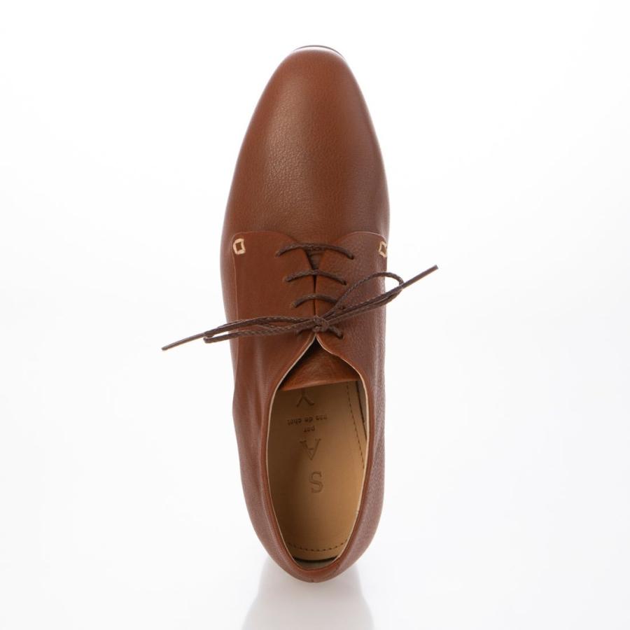 新品 サヤ SAYA レザー 革靴 プレーントゥ レースアップ シボ 24cm サヤ SAYA 4cm本革プレーントウレースアップパンプス （オレンジ