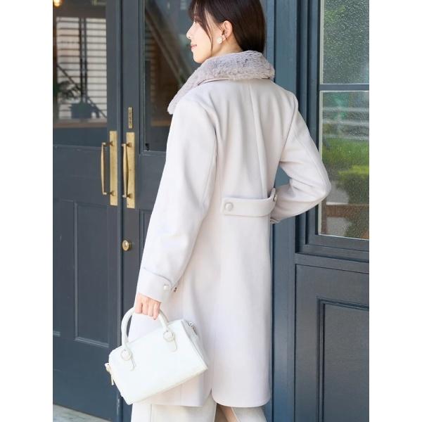 LUDIC PARK 【お嬢様気分】フェイクウール襟ファー付きロング